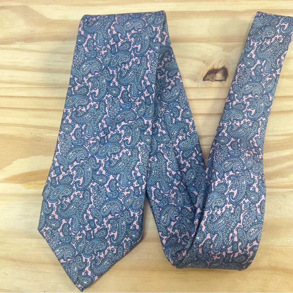 *2/$60* Christian Dior Pink, Silver and Blue Silk Tie - Picture 5 of 9